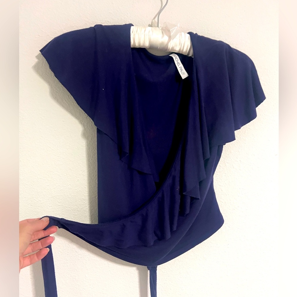 || RACHEL PALLY || RIFFLE DEEP V NAVY BLOUSE ||